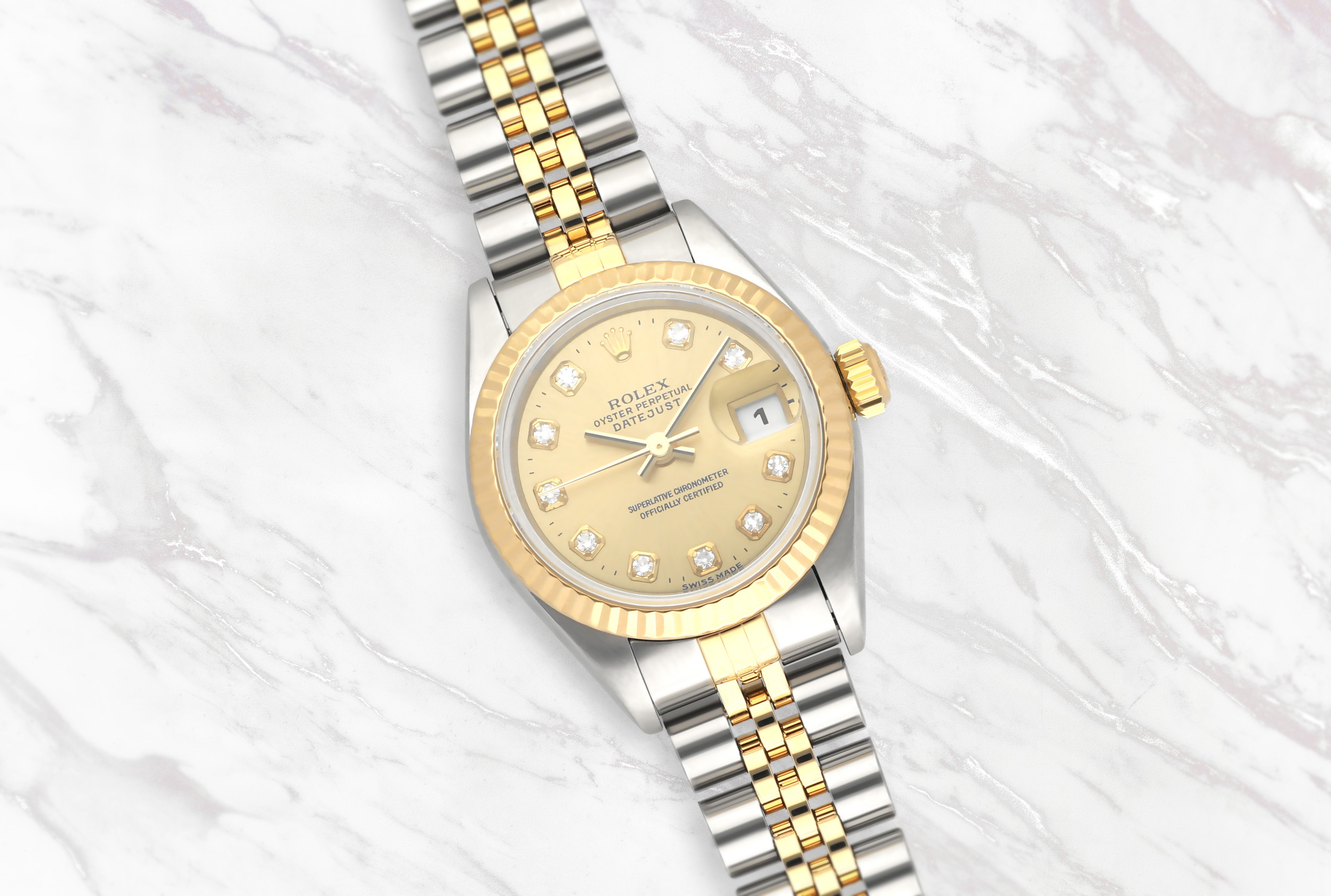 Rolex Lady-Datejust dameshorloge zilver wijzerplaat bij Trophies Watches
