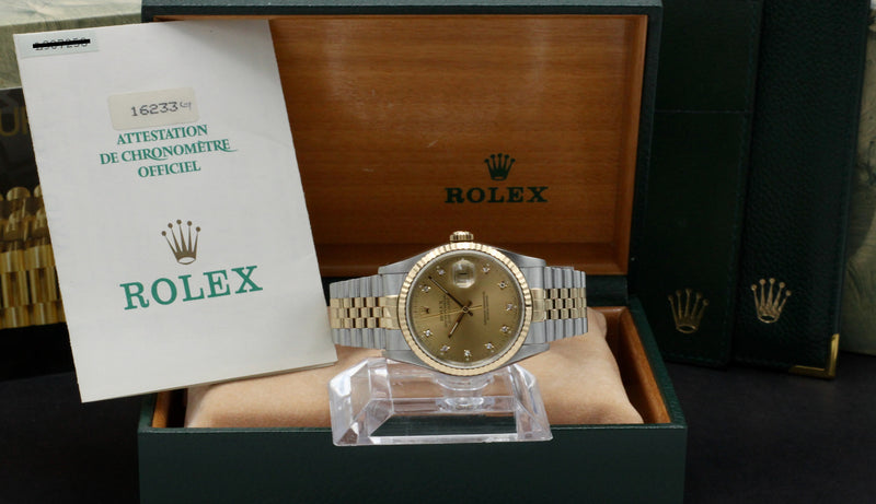 Rolex Datejust 16233G, Box & Papers, 1990